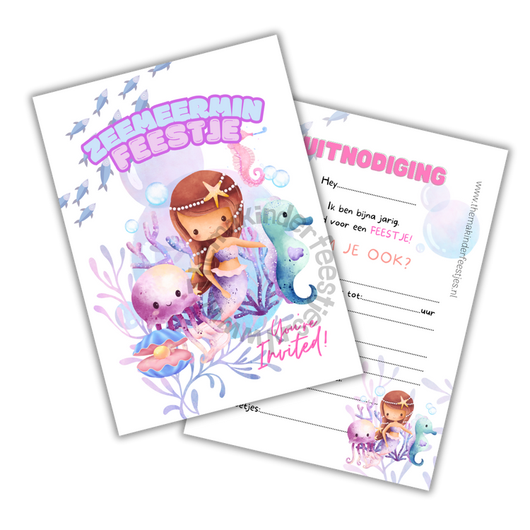 Zeemeermin kinderfeest uitnodigingen