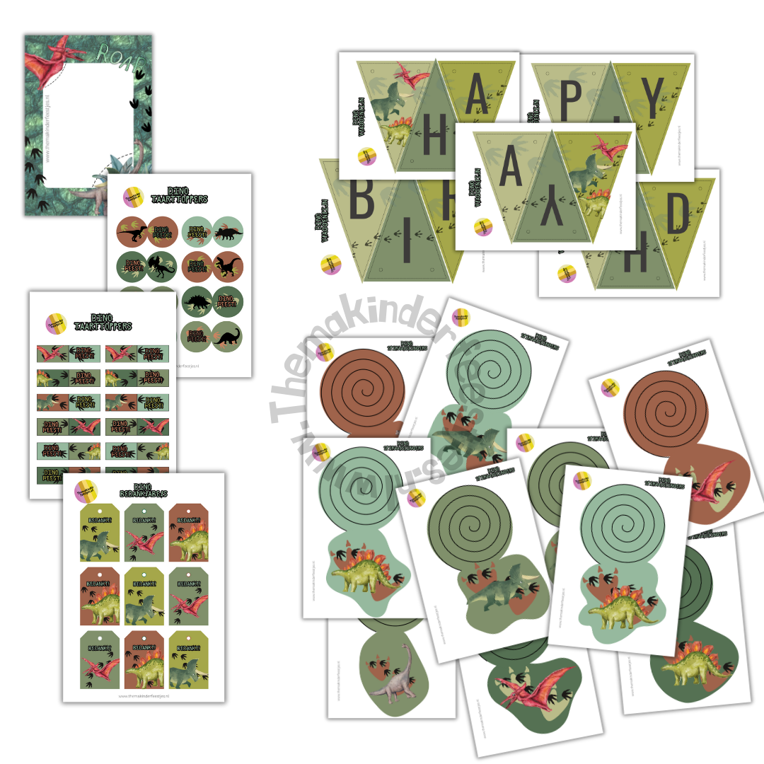 dino printable decoratieset