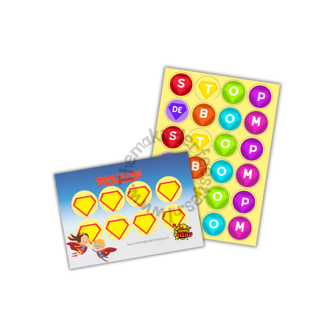 superhelden stickerkaart en stickers (5 stuks)