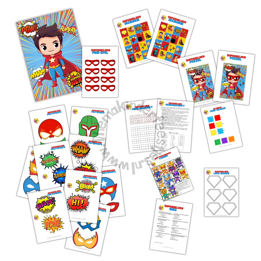 superhelden activiteitenpakket (8 spellen)(printable)