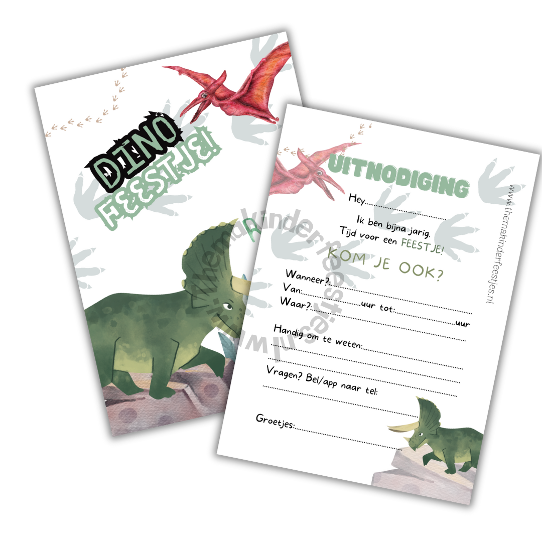 Dino feestje uitnodigingen (10 stuks)