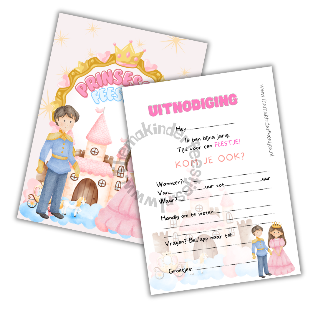 prinsessen feestje uitnodigingen (10 stuks)