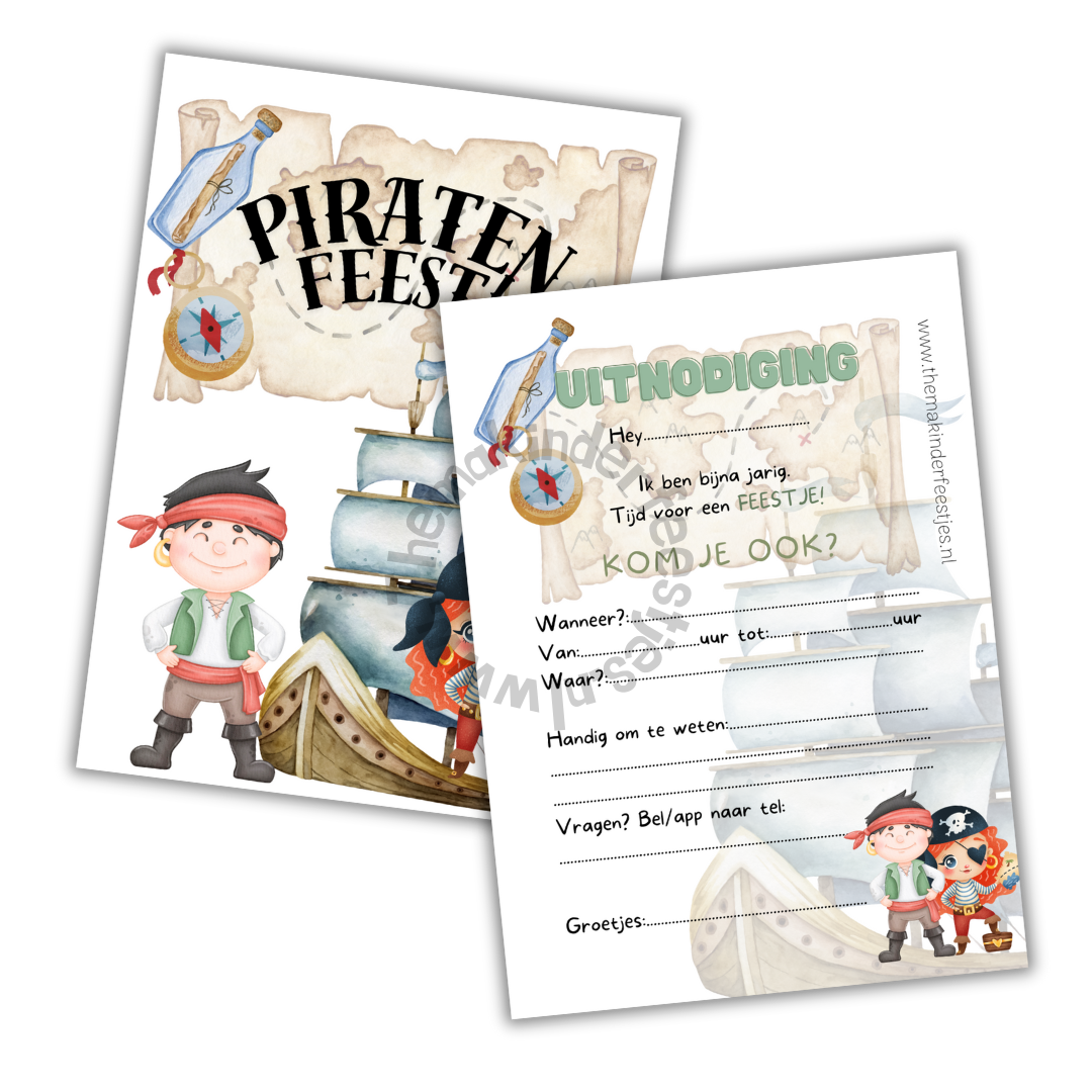 piraten feestje uitnodigingen (10 stuks)