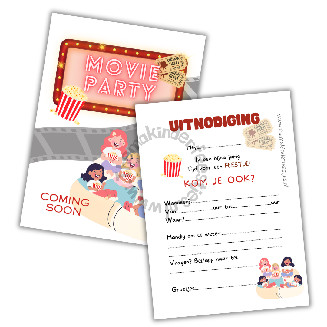 Movie party uitnodigingen (10 stuks)