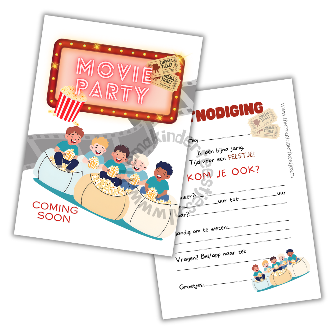 Movie party uitnodigingen (10 stuks)