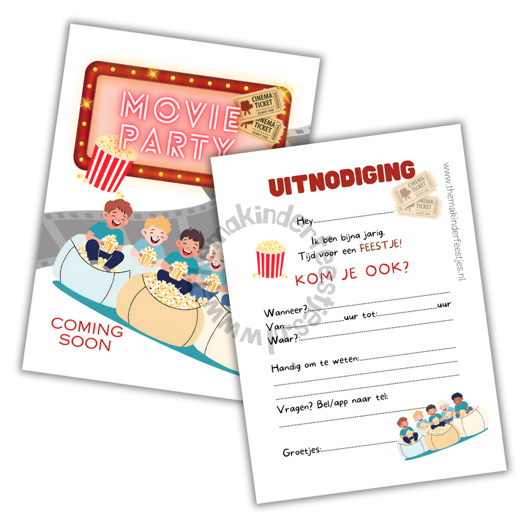 Movie party uitnodigingen (10 stuks)