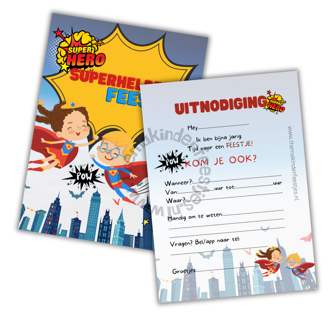 superhelden feestje uitnodigingen (10 stuks)