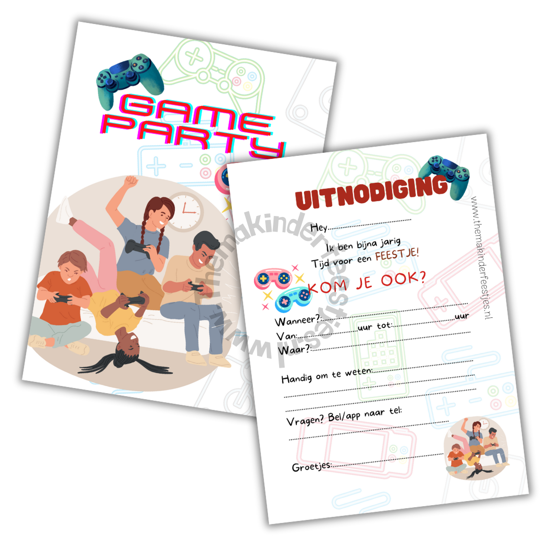 game party uitnodigingen (10 stuks)