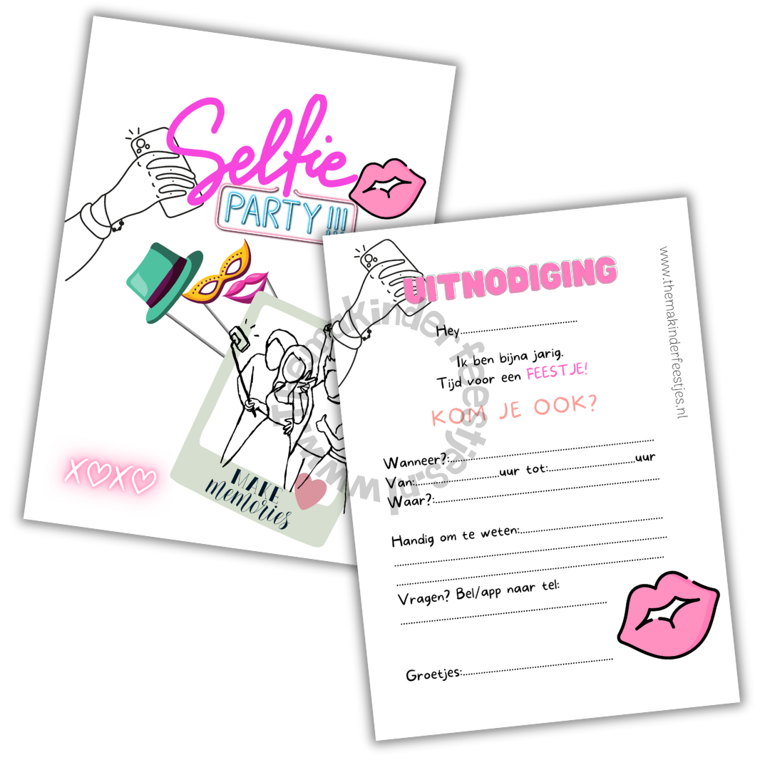 selfie party uitnodigingen (10 stuks)