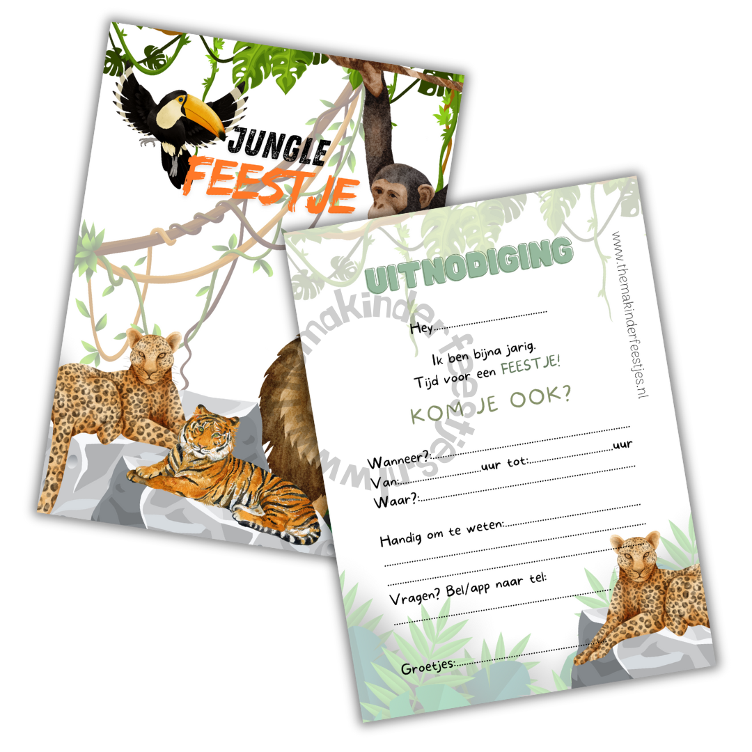 jungle feestje uitnodigingen (10 stuks)