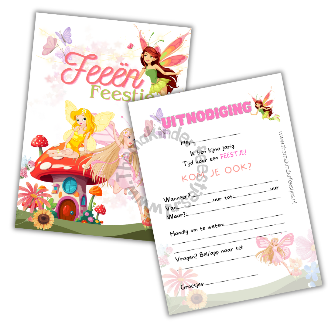 Feeën feestje uitnodigingen (10 stuks)