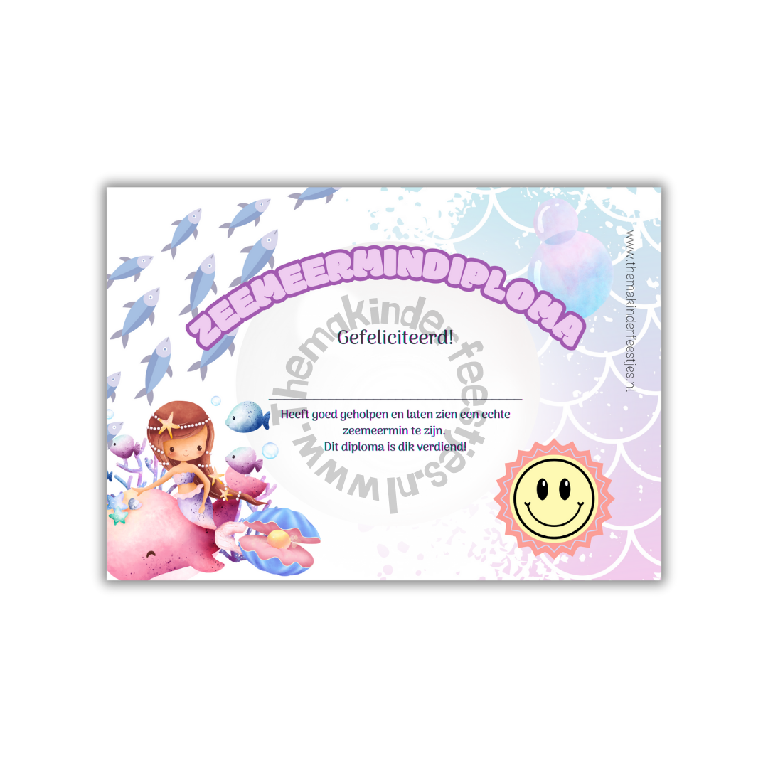 Zeemeermin diploma's (5 stuks)