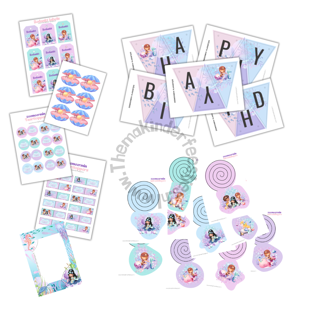 zeemeermin printable decoratieset