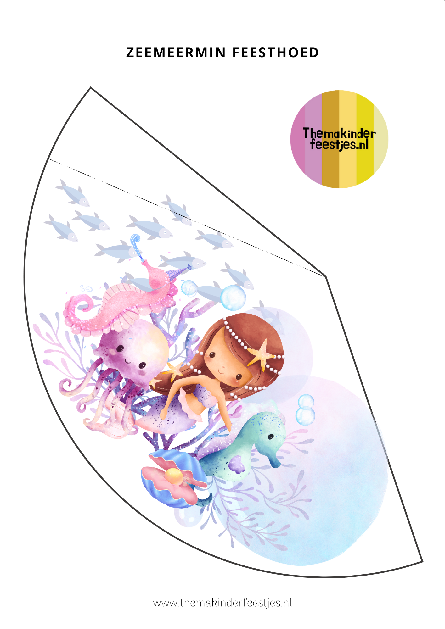 zeemeermin feesthoedje (printable)