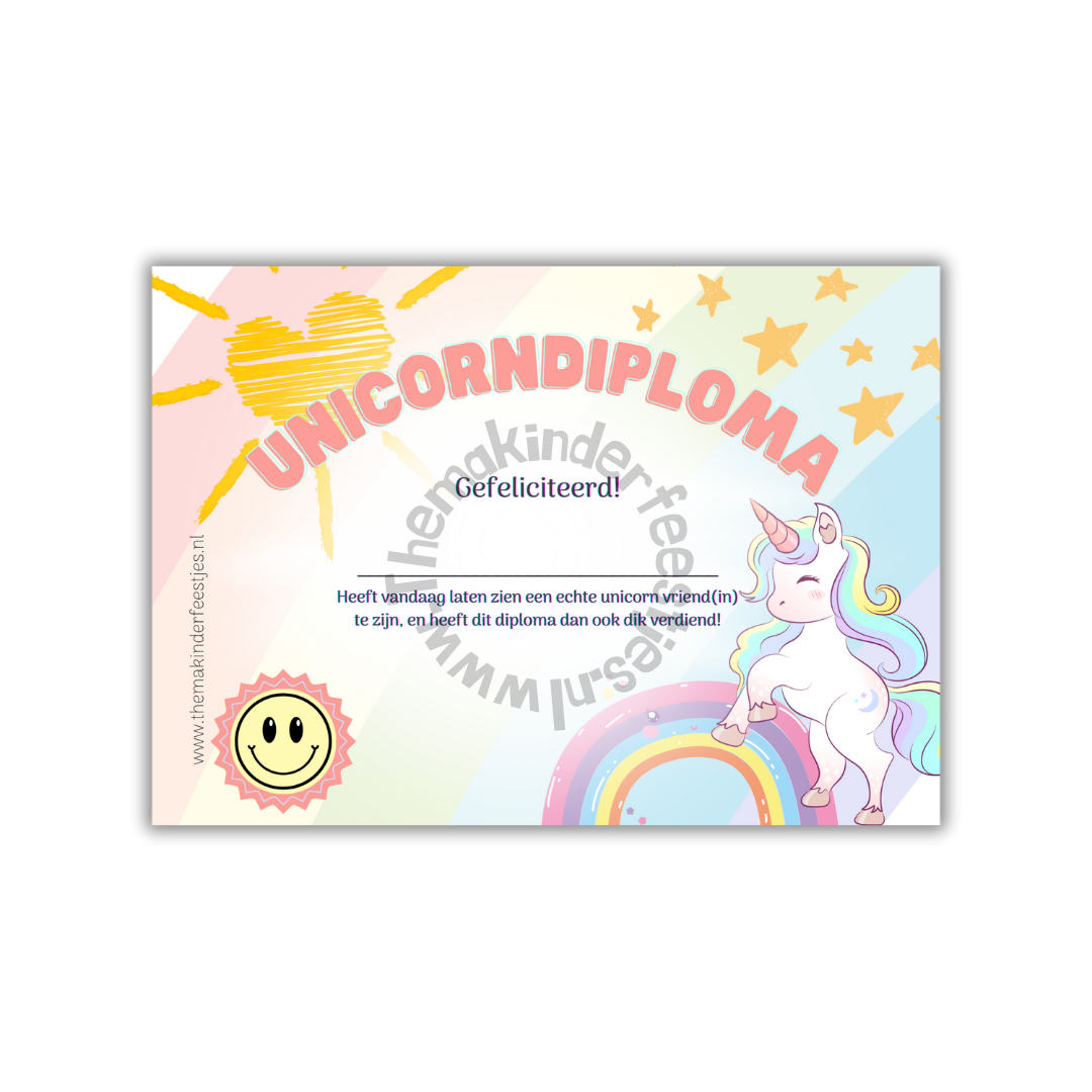 unicorn diploma per (5 stuks)
