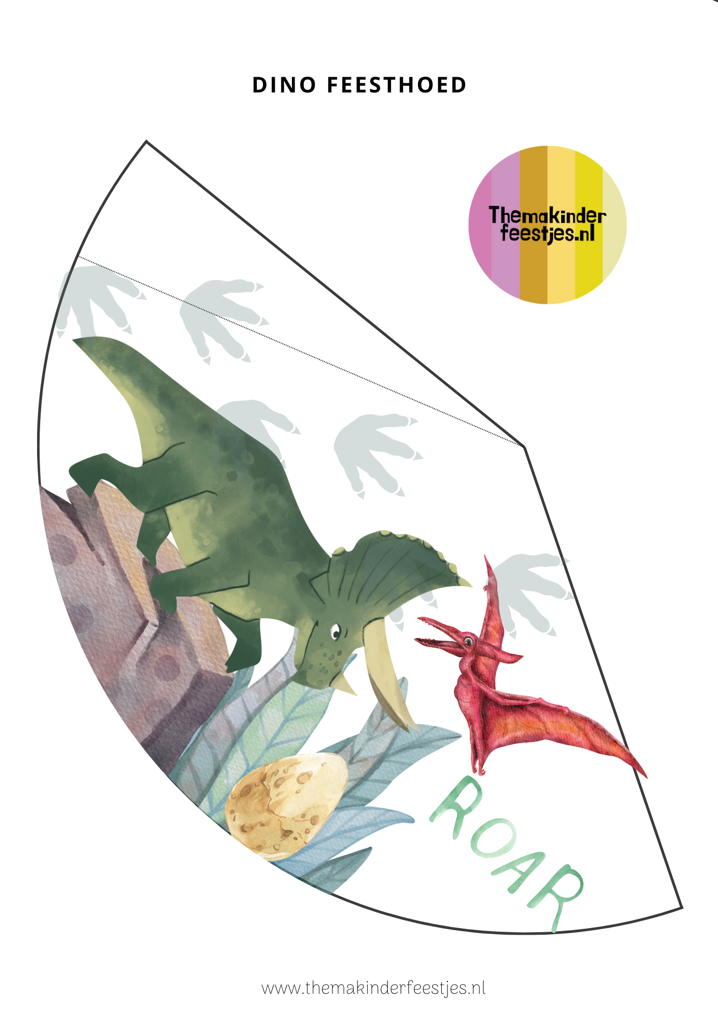 Dinosaurus feesthoedje (printable)