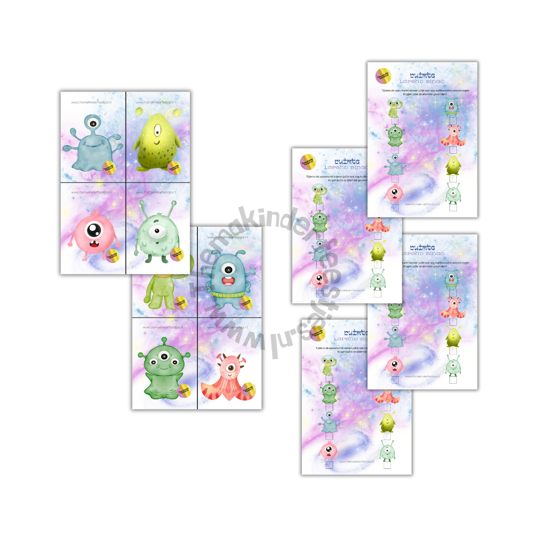 ruimte - lopend bingo (printable)