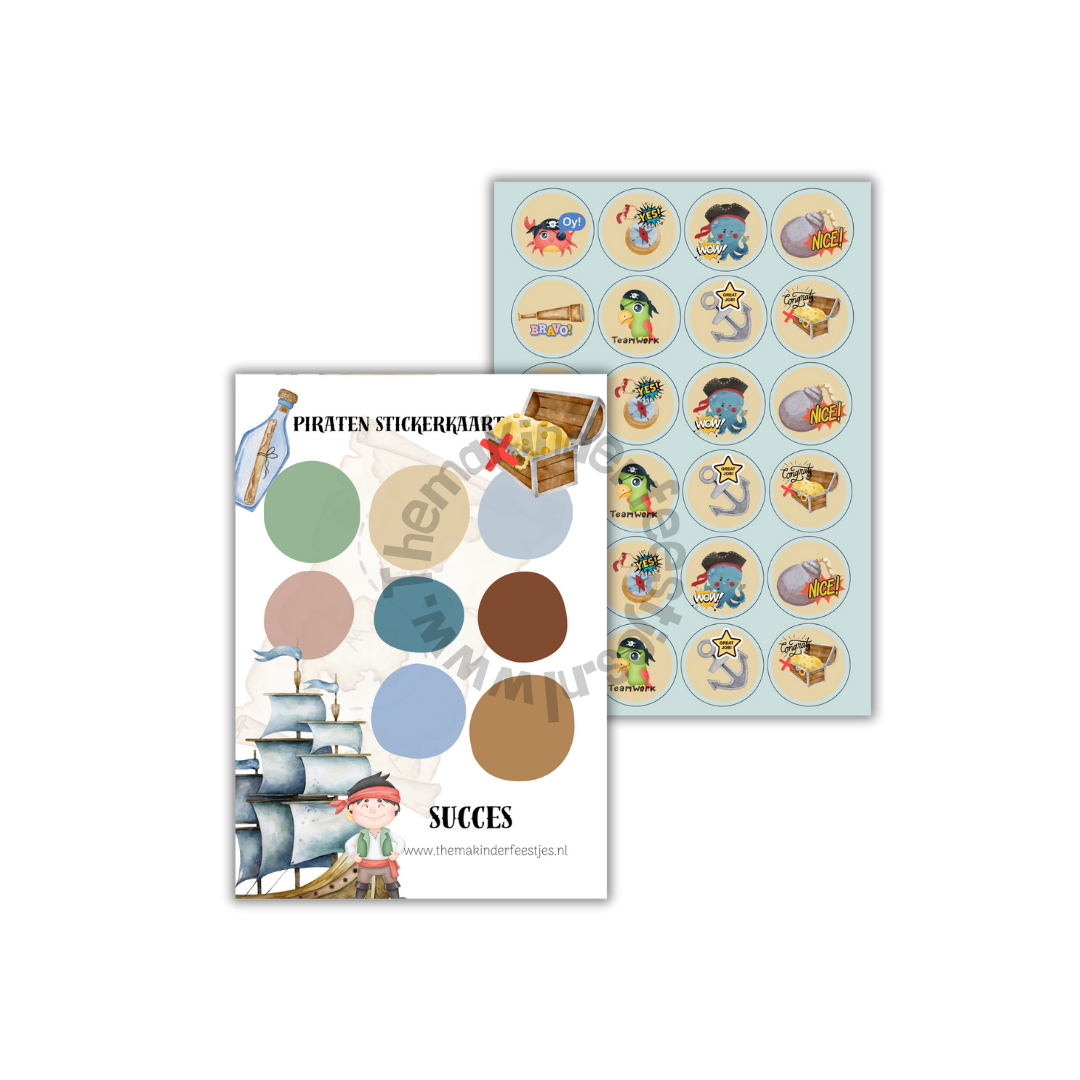 piraten stickerkaart en stickers (5 stuks)