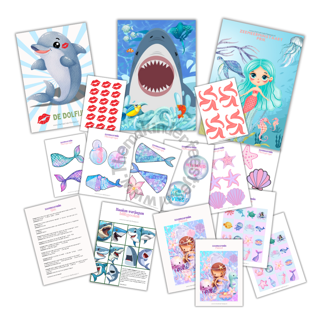 zeemeermin activiteiten pakket (8 spellen) (printable)