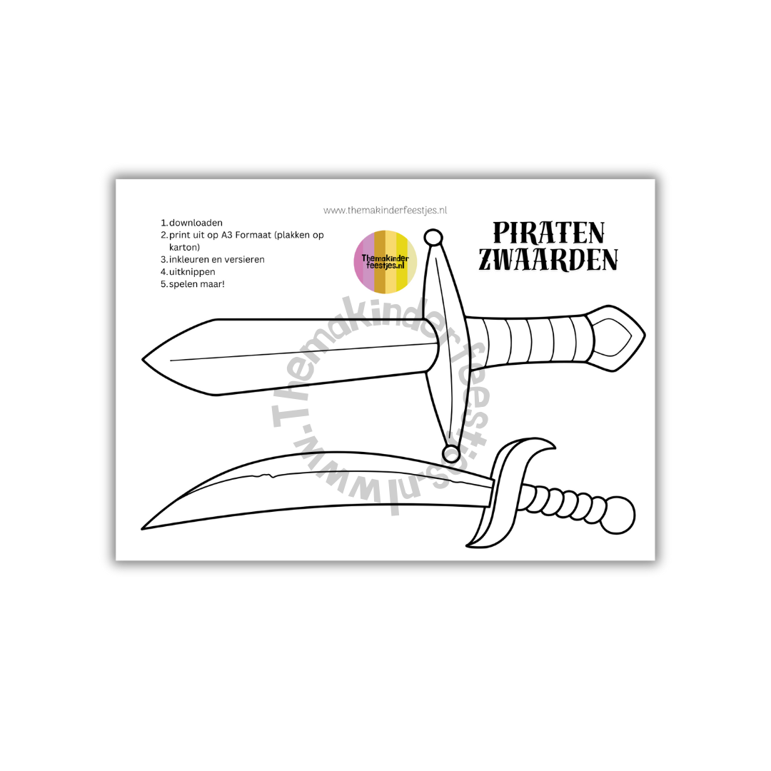 piratenhoed en zwaarden (printable)