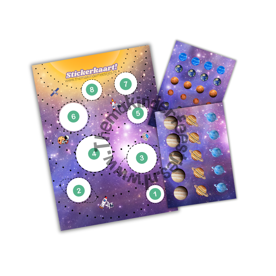 ruimte stickerkaart en stickers (5 stuks)