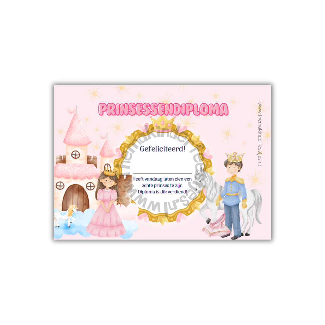 prinsessen diploma's (5 stuks)