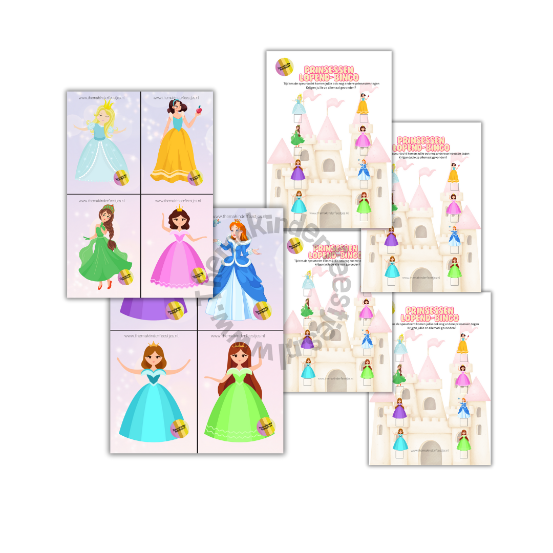 prinsessen lopend - bingo (printable)