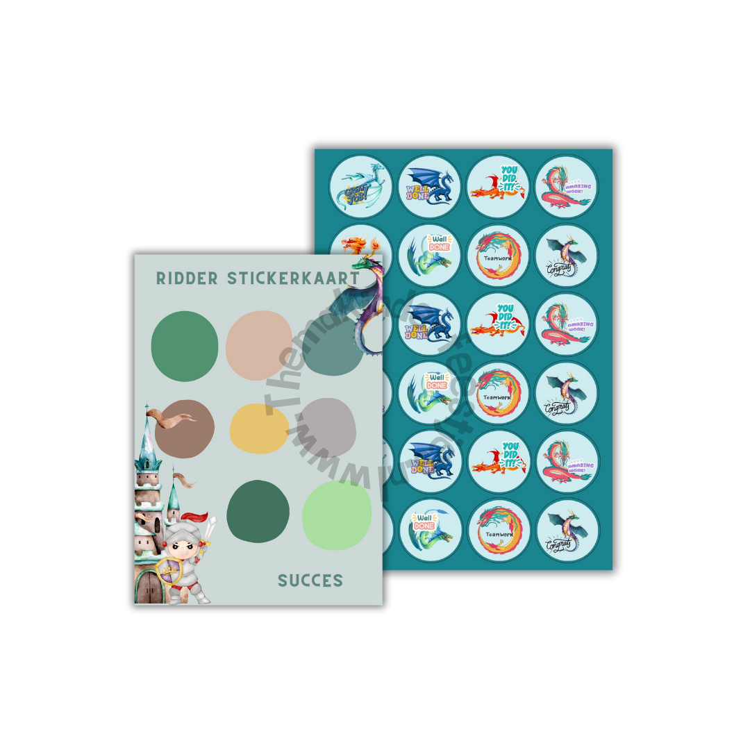ridder stickerskaart en stickers (5 stuks)
