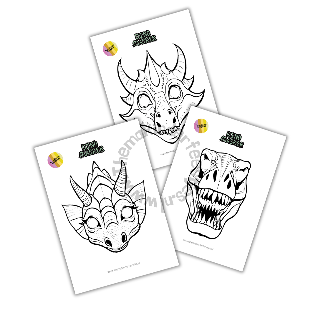 Dinosaurus speurtocht met Dinosaurus maskers voor kinderfeestjes