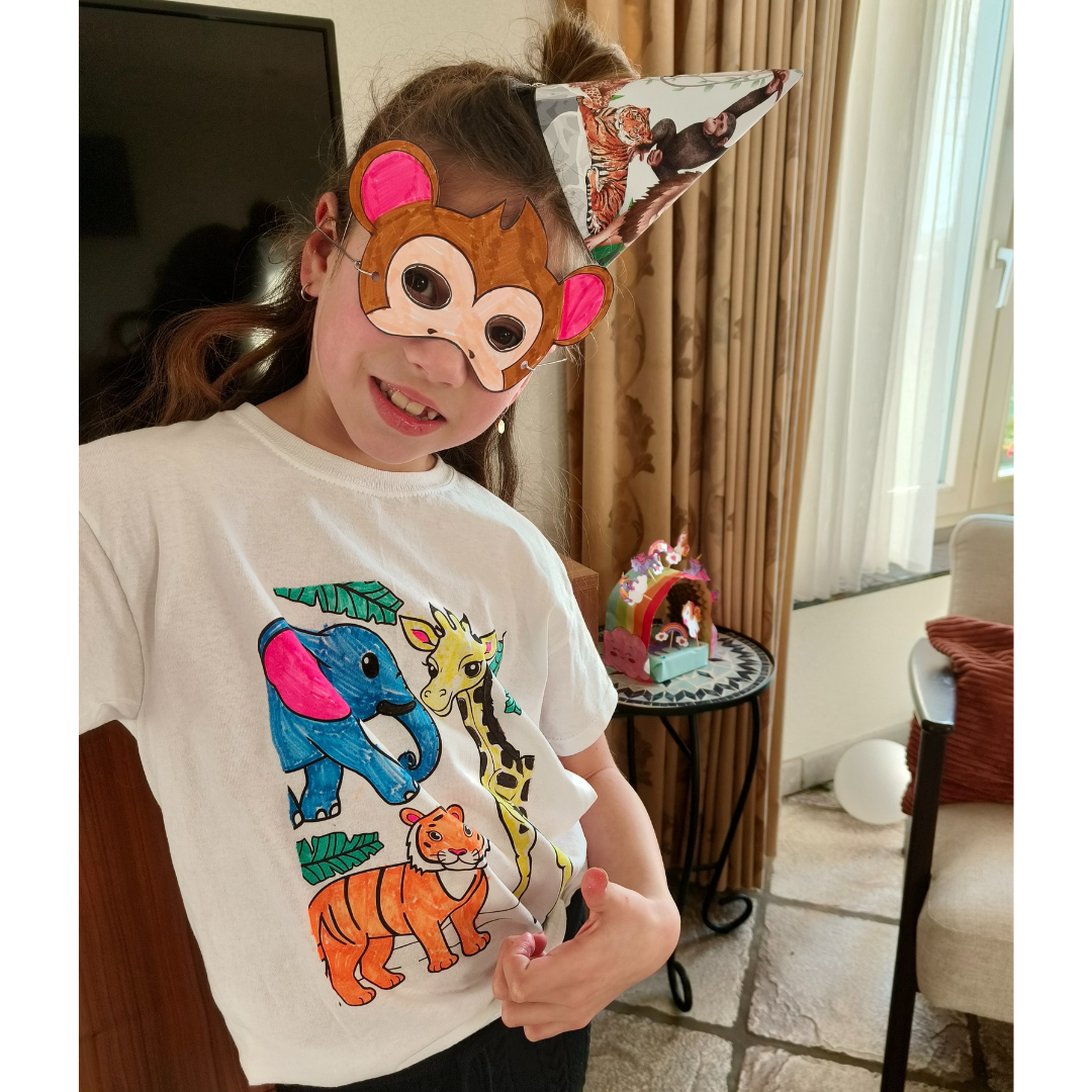 Jungle maskers en t-shirt voor kinderfeestjes