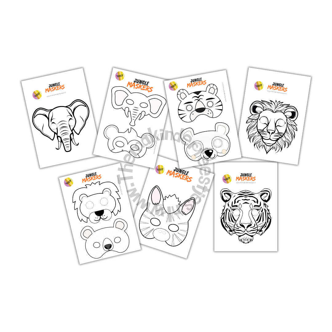 Jungle maskers voor kinderfeestjes