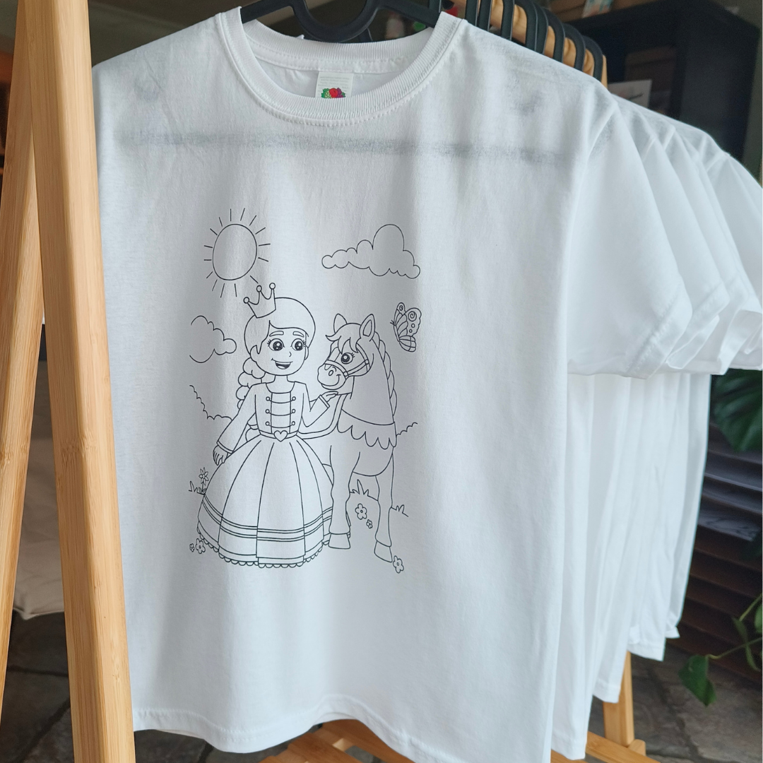 Prinsessen t-shirt om in te kleuren