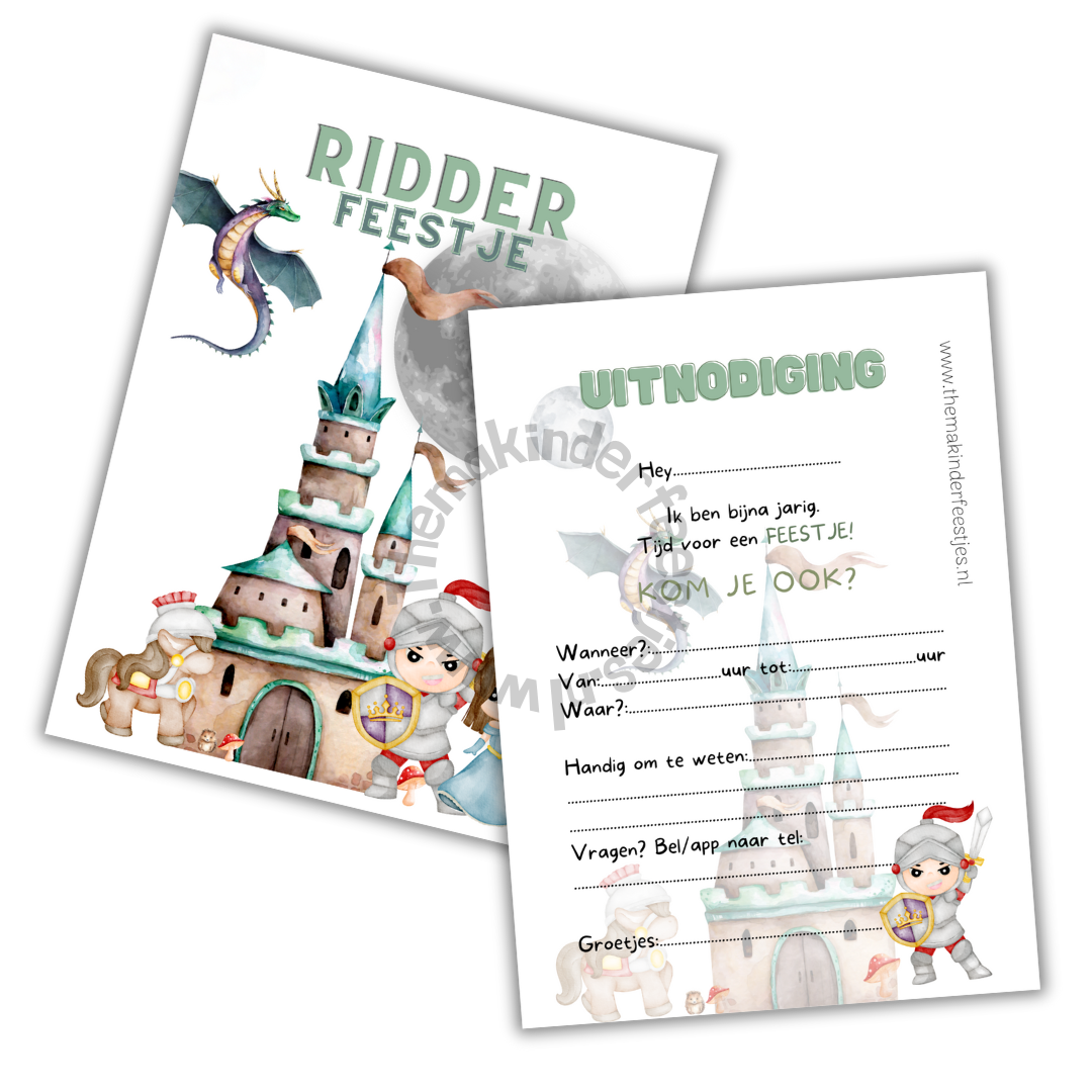 Ridder feestje uitnodigingen (10stuks)